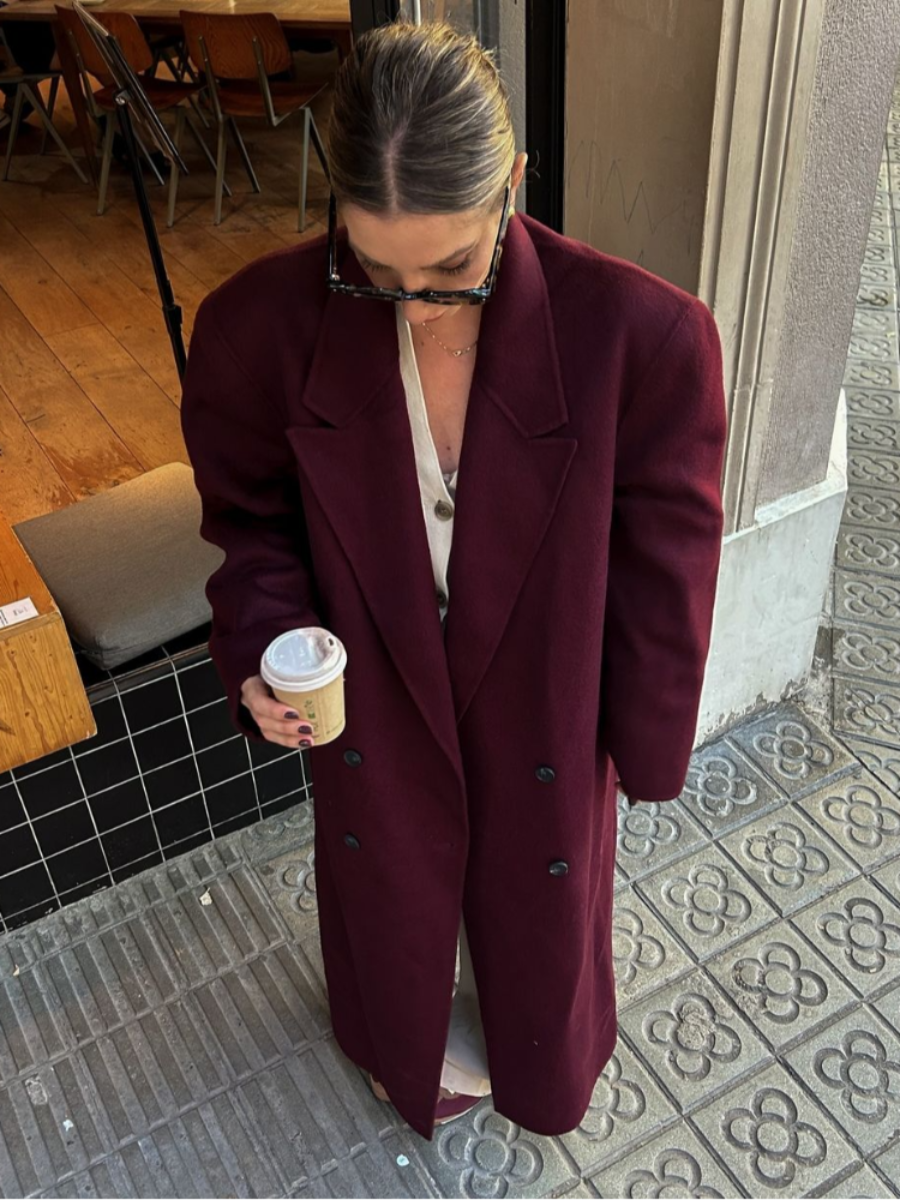 Rosea Burgundy Oversized Coat