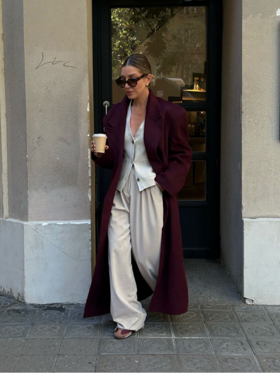 Rosea Burgundy Oversized Coat