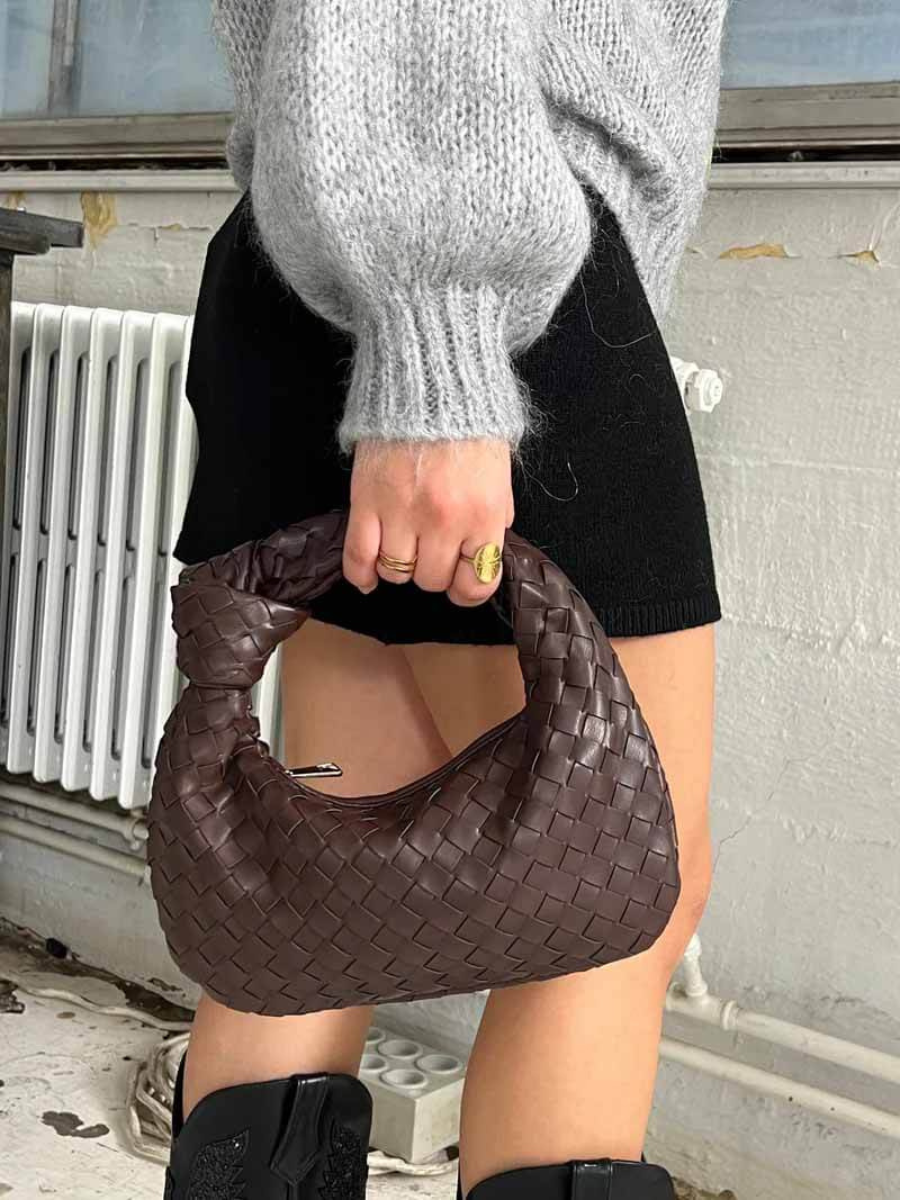 Rosea Small Woven Leather Bag