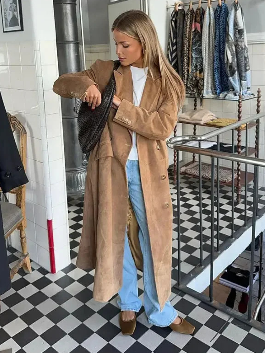 Rosea Coat in Suede