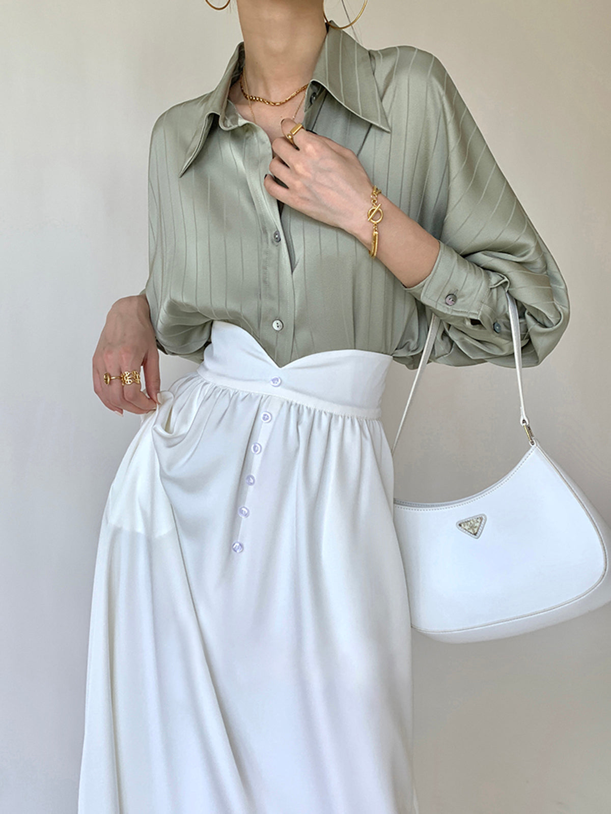 Rosea Oversized Button Up Collared Shirt