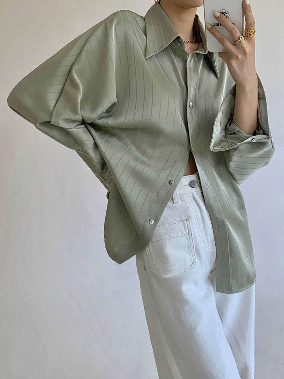 Rosea Oversized Button Up Collared Shirt