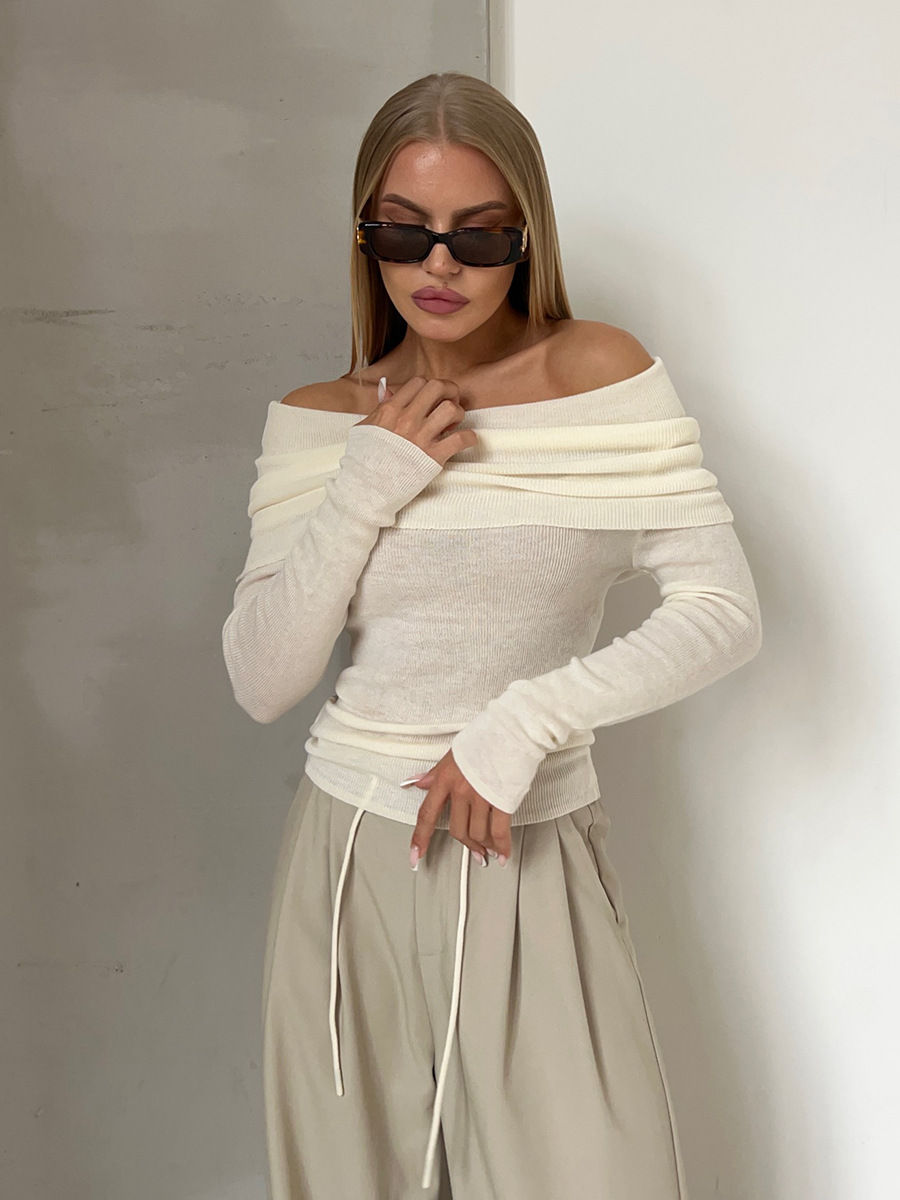 Rosea Knitted Off-Shoulder Longsleeve Top