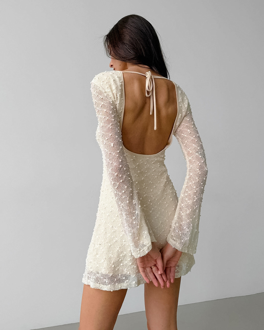 Rosea Beige Dress with Low Back