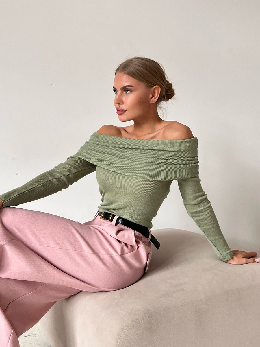 Rosea Knitted Off-Shoulder Longsleeve Top