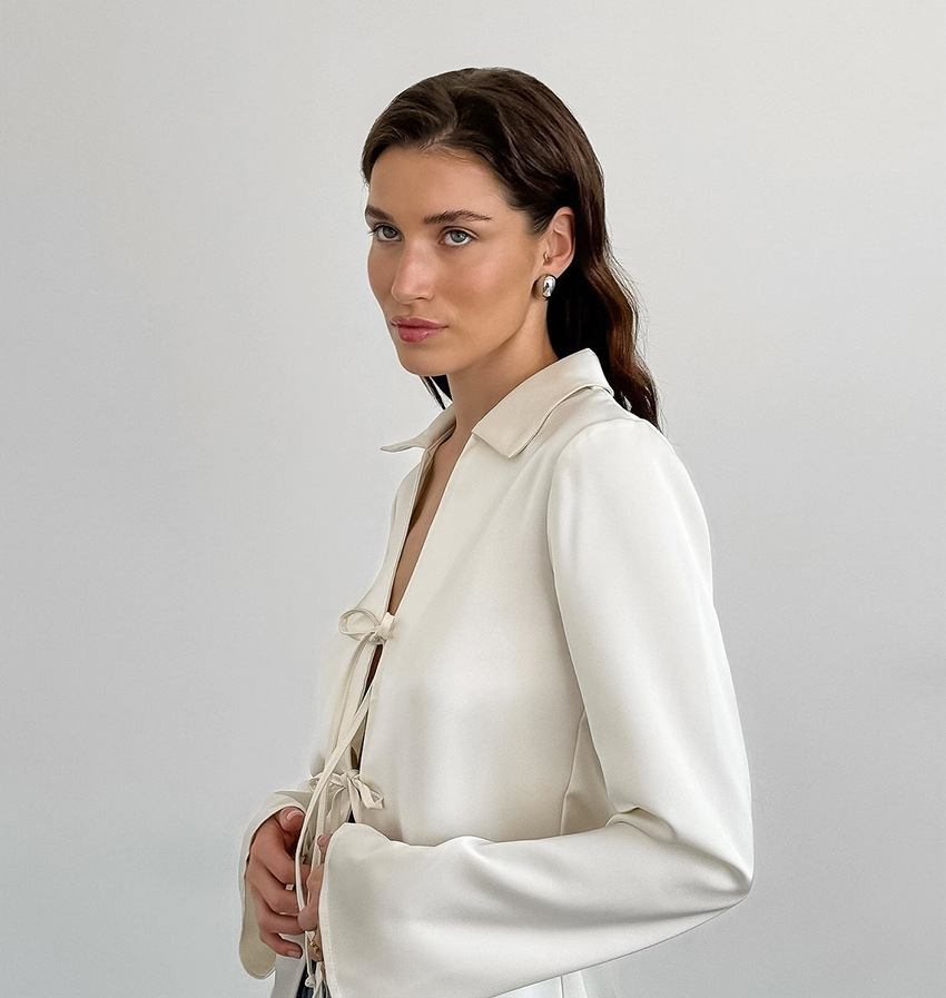 Rosea Satin Tie-Detail Shirt