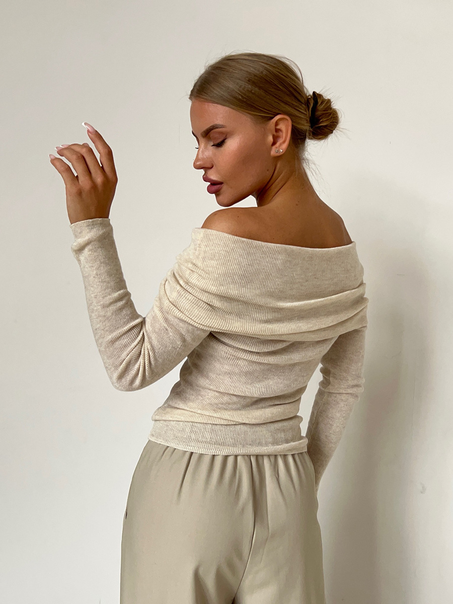 Rosea Knitted Off-Shoulder Longsleeve Top