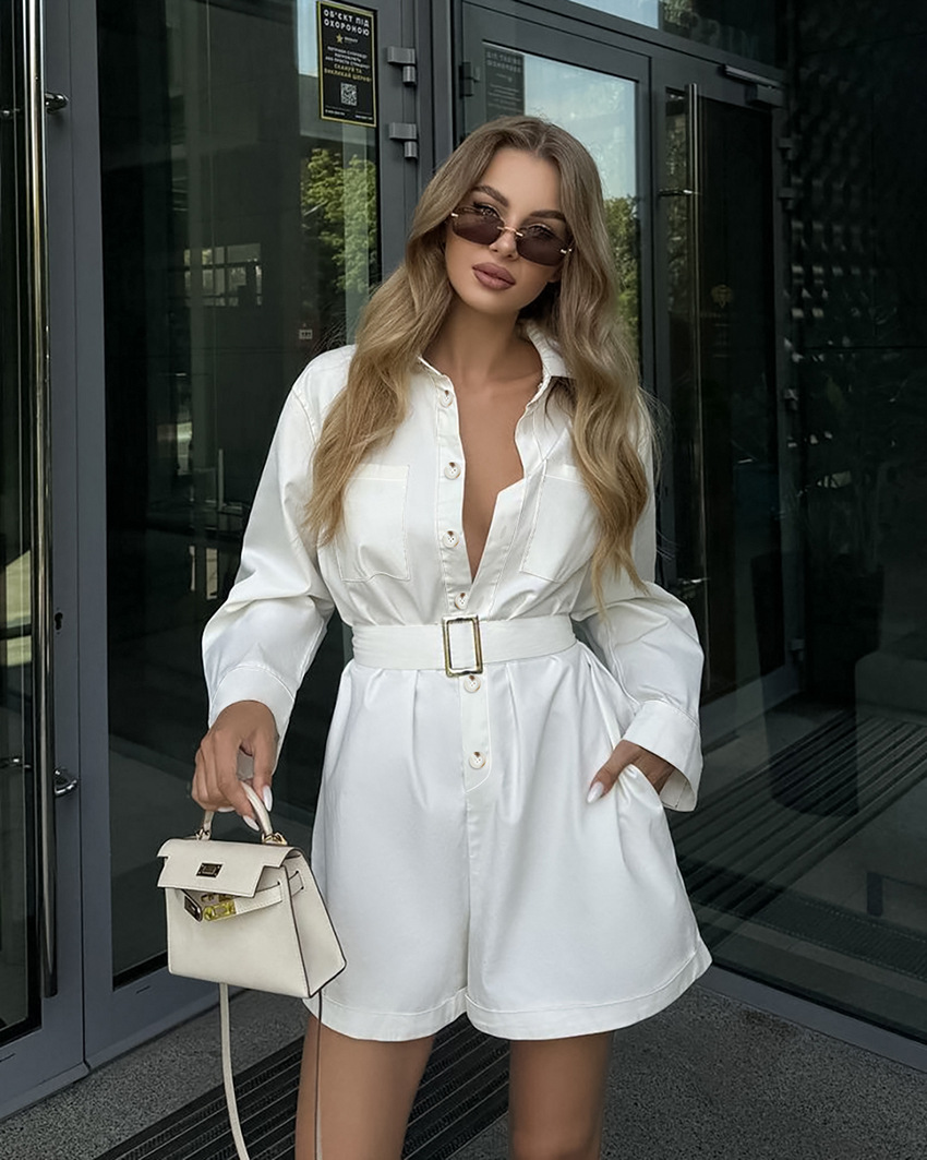 Rosea White Belted Shirt Dress