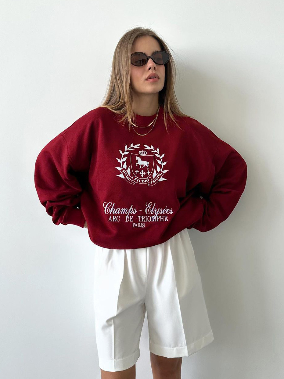 Rosea Red College Sweater