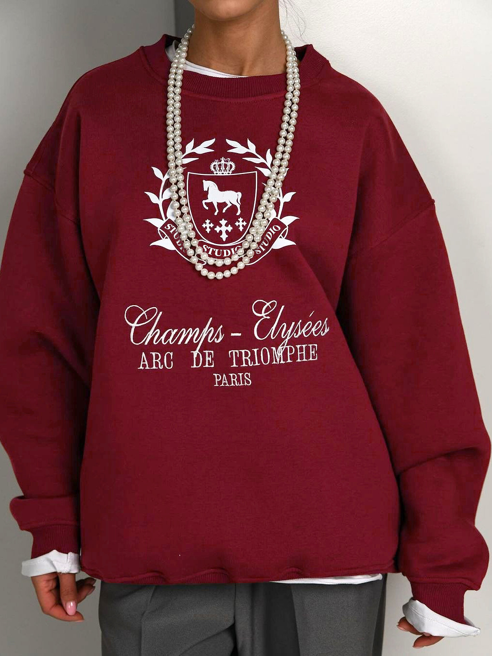 Rosea Red College Sweater