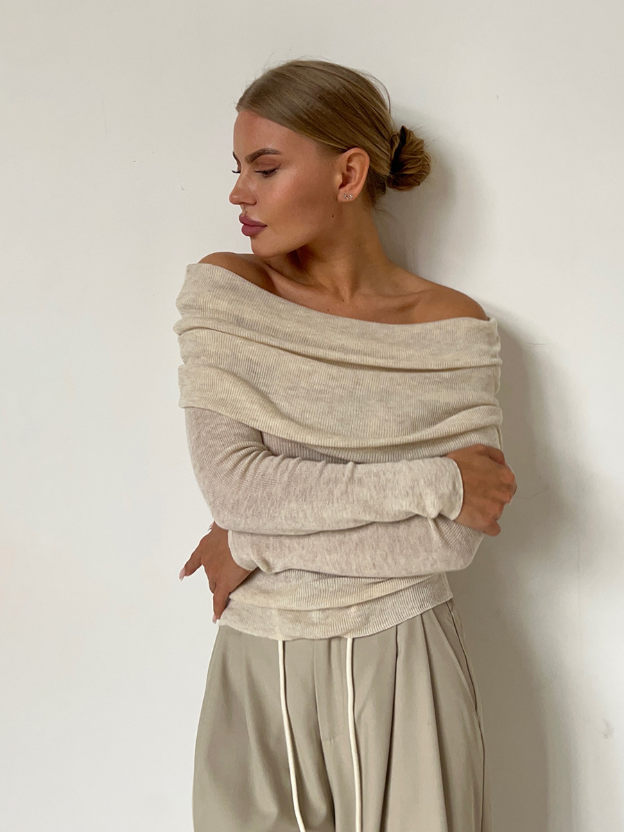 Rosea Knitted Off-Shoulder Longsleeve Top