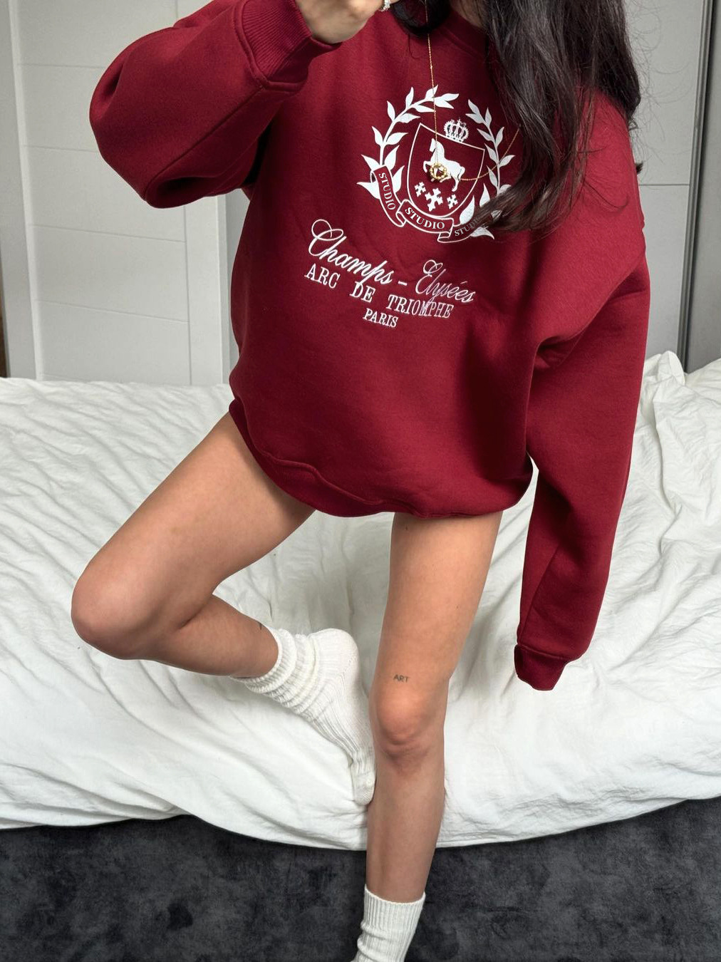 Rosea Red College Sweater