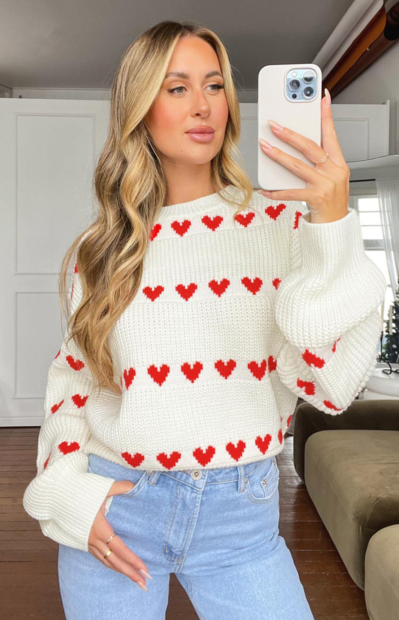 Rosea Knitted Heart Sweater