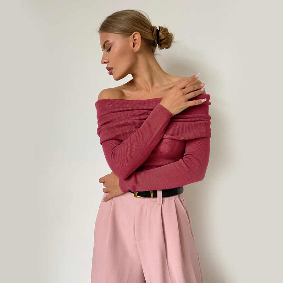 Rosea Knitted Off-Shoulder Longsleeve Top