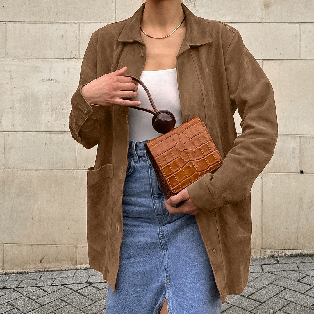 Rosea Casual Brown Suede Jacket