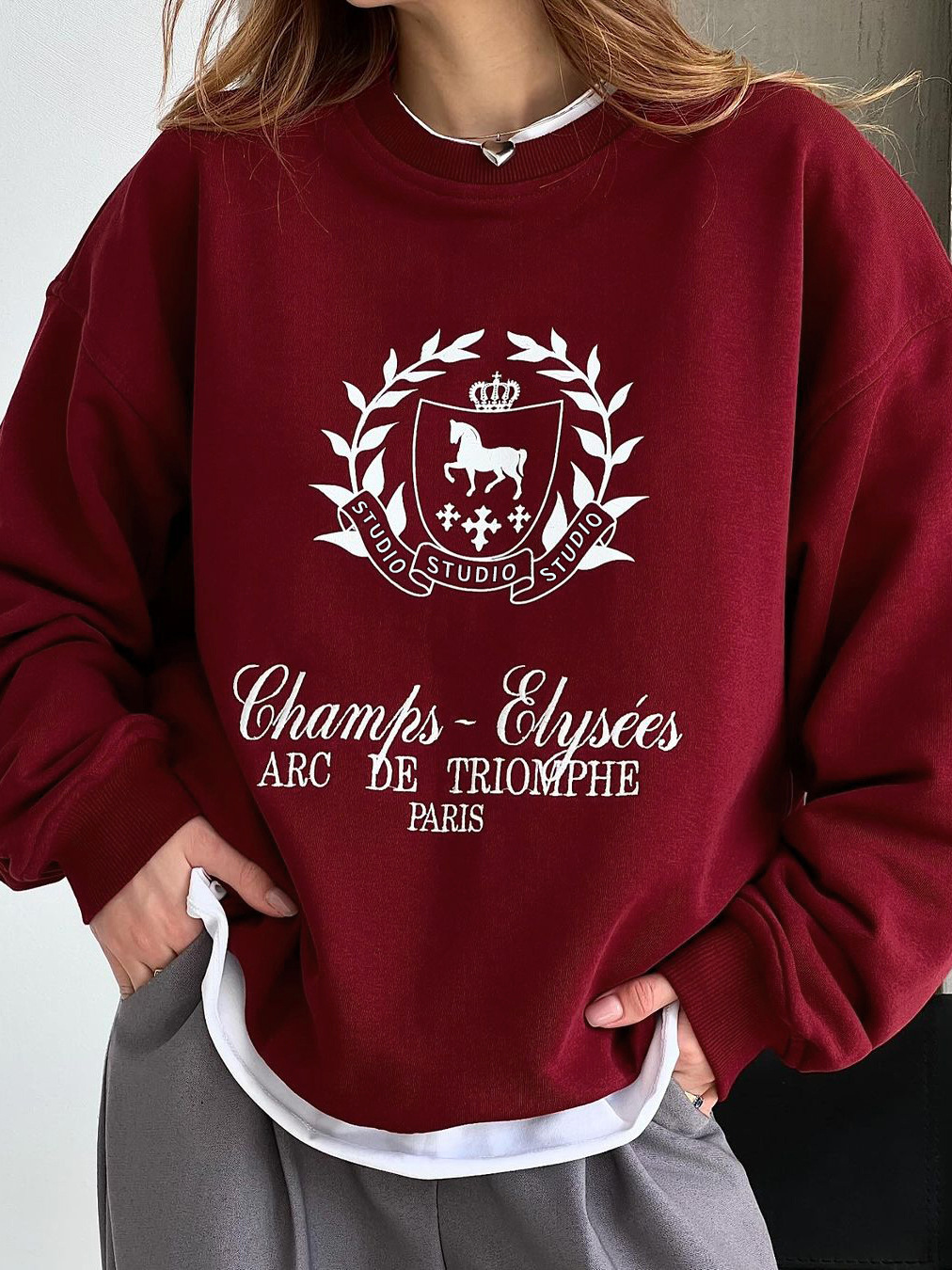 Rosea Red College Sweater