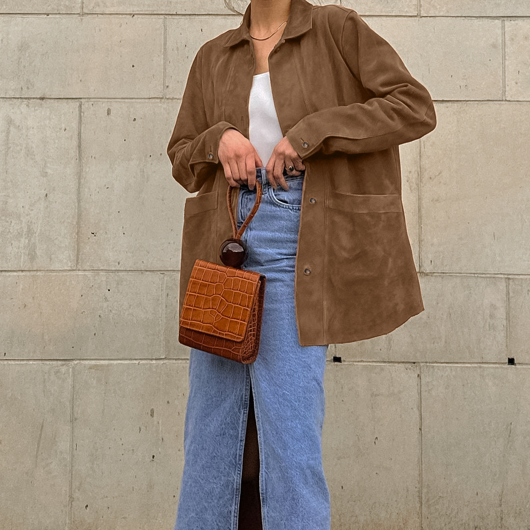 Rosea Casual Brown Suede Jacket