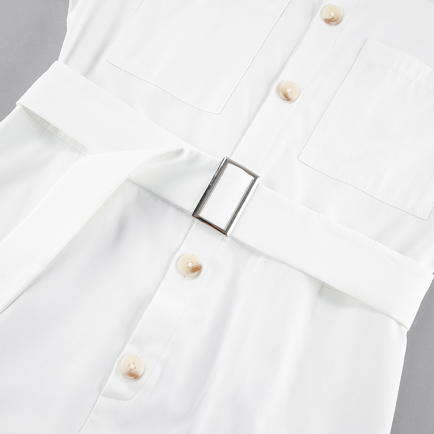 Rosea White Belted Shirt Dress