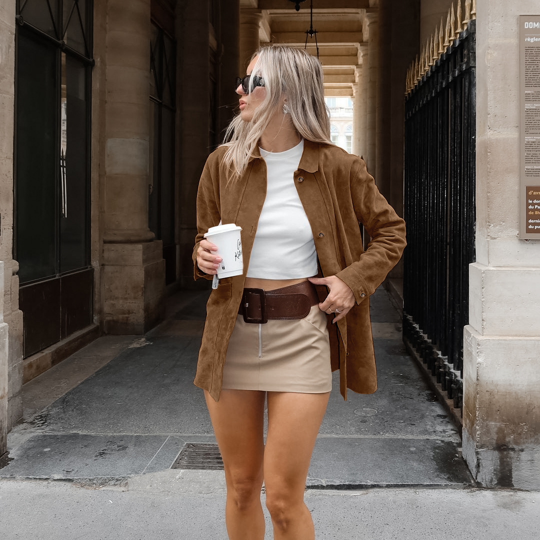 Rosea Casual Brown Suede Jacket