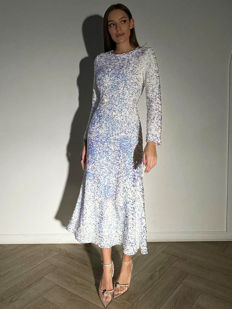 Rosea Long Sleeve Glitter Dress