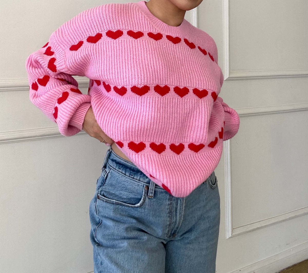 Rosea Knitted Heart Sweater