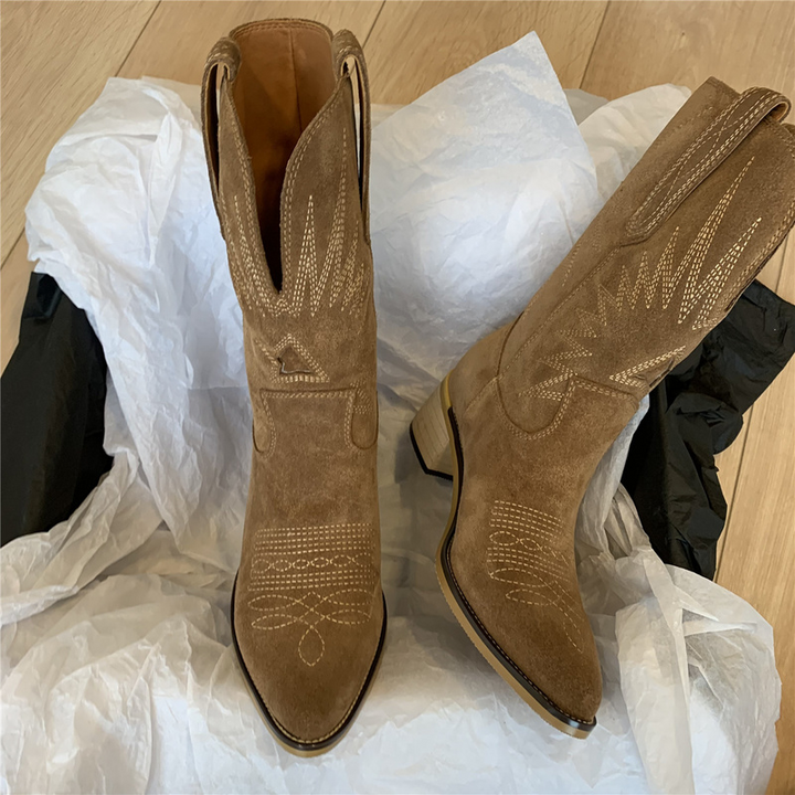 Rosea High Knee Cowboy Boots