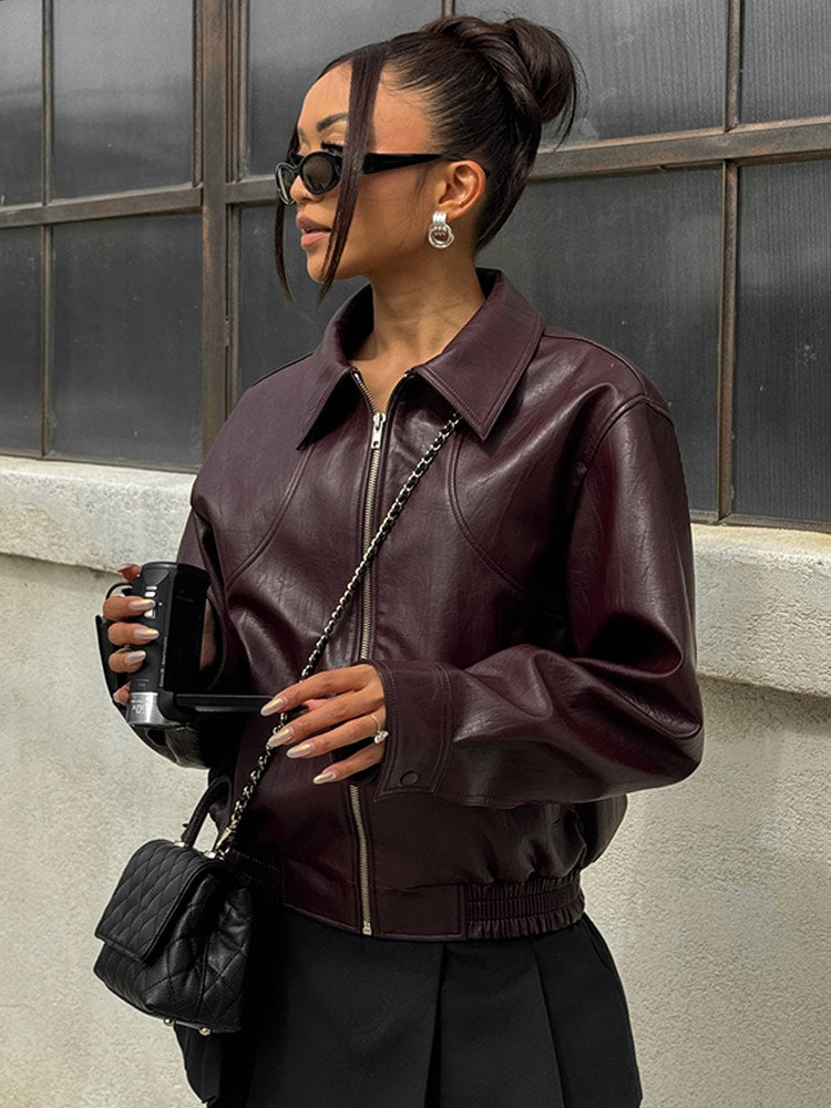 Rosea Cropped Leather Jacket