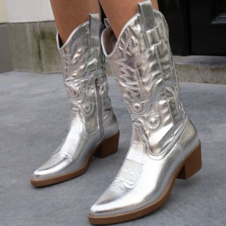 Rosea High Knee Cowboy Boots