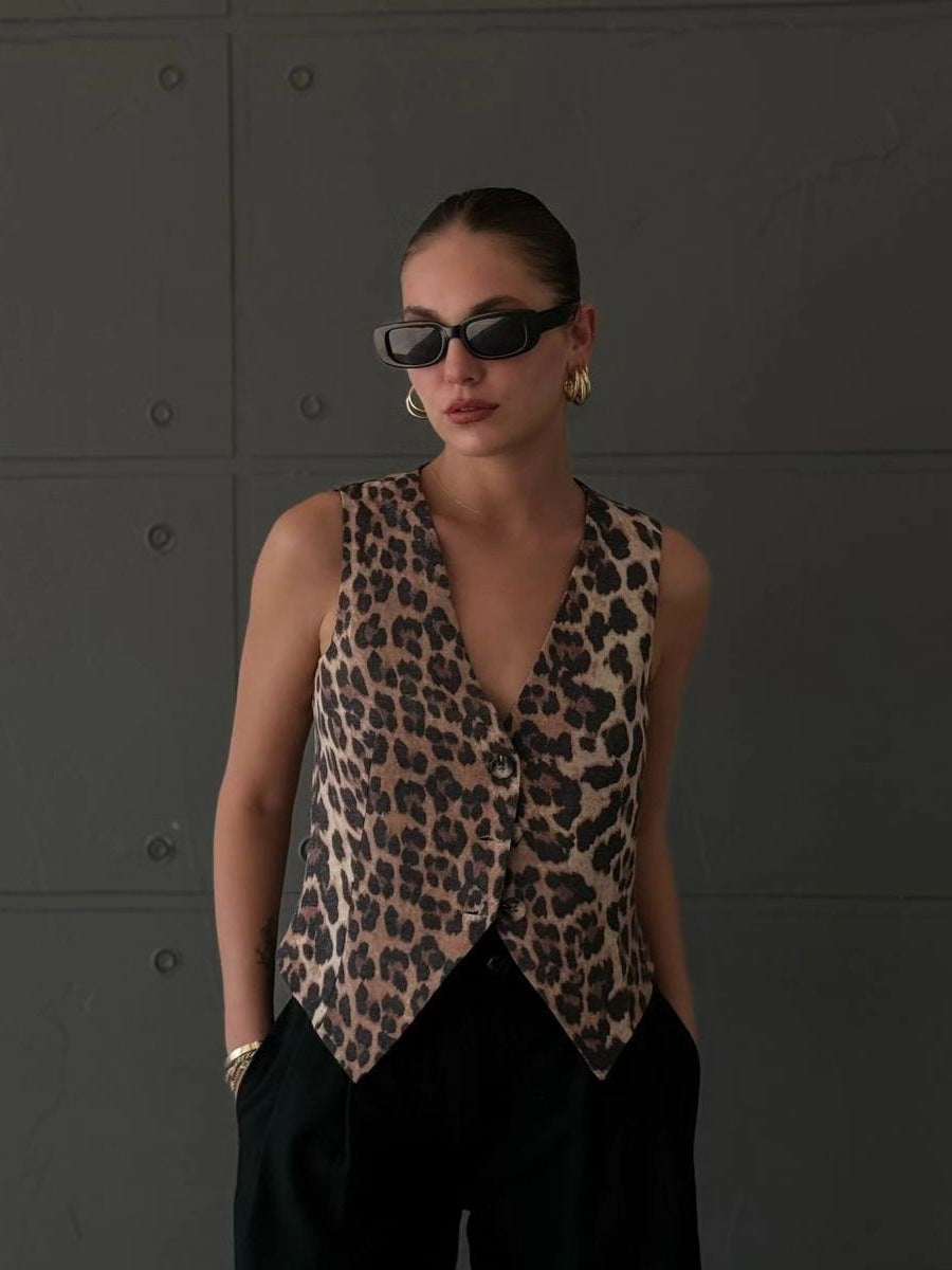 Rosea Leopard Print Gilet