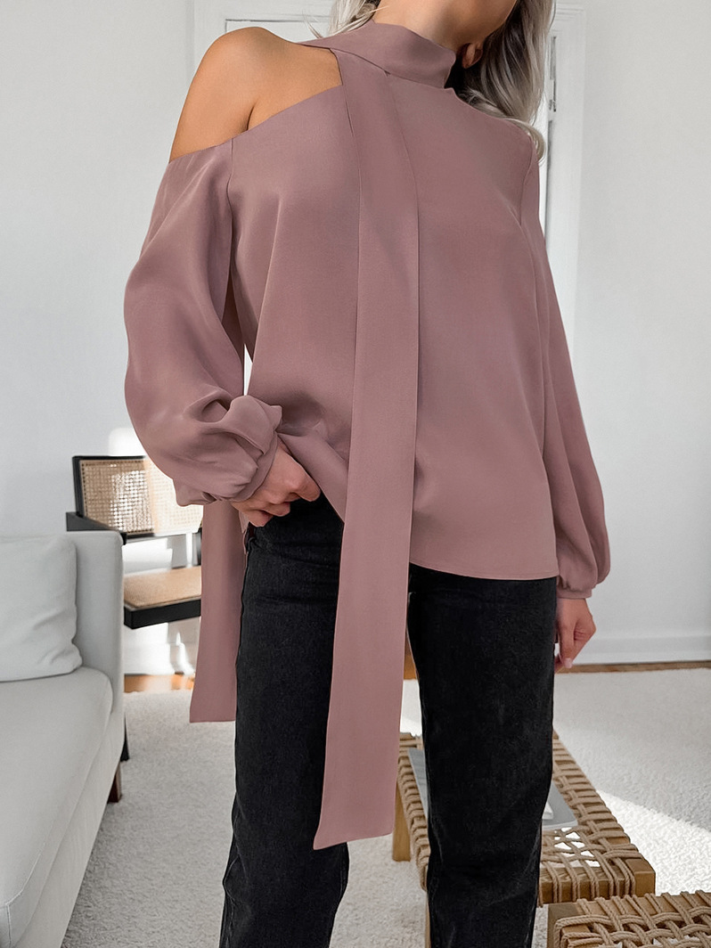 Rosea Satin Bow Tie Blouse