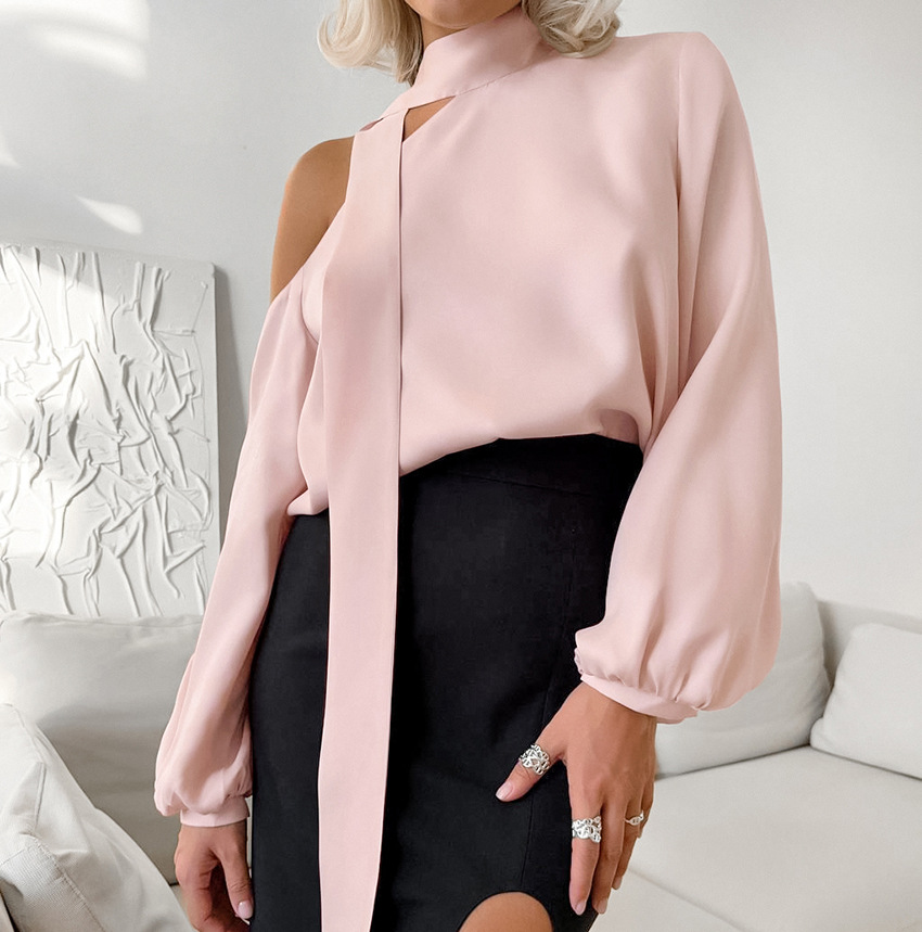 Rosea Satin Bow Tie Blouse