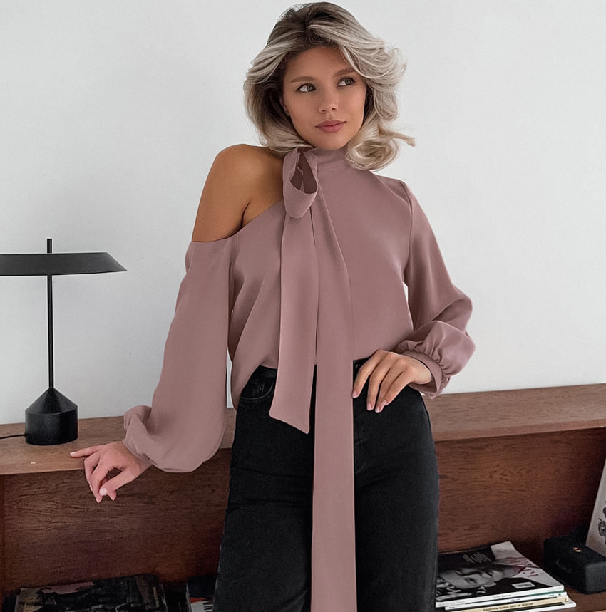 Rosea Satin Bow Tie Blouse