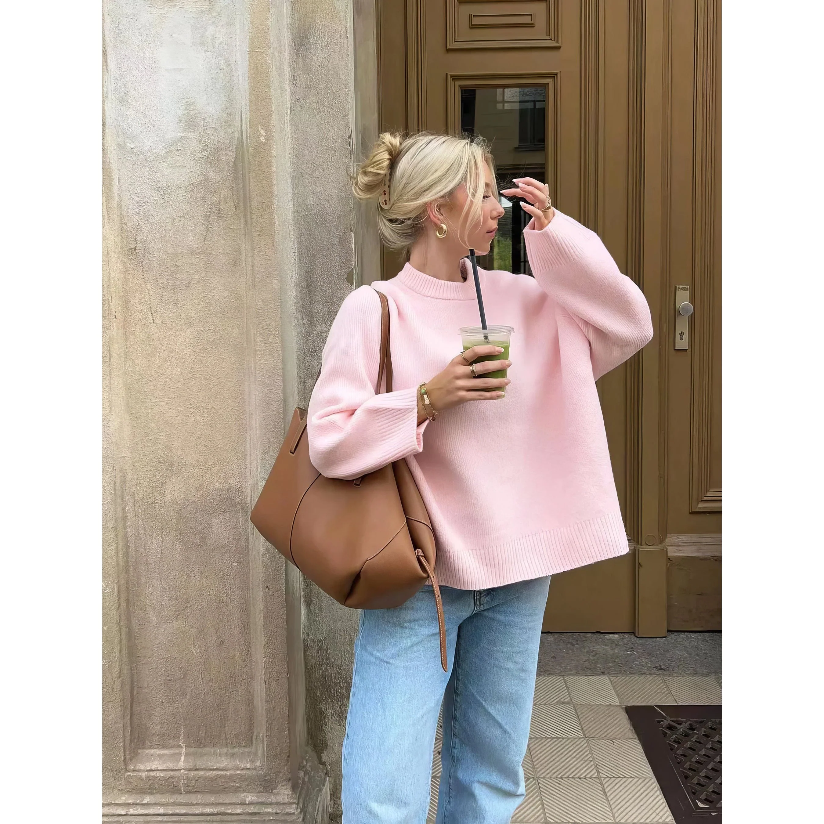 Rosea Knitted Sweater in Pink