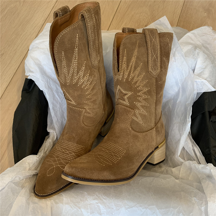 Rosea High Knee Cowboy Boots