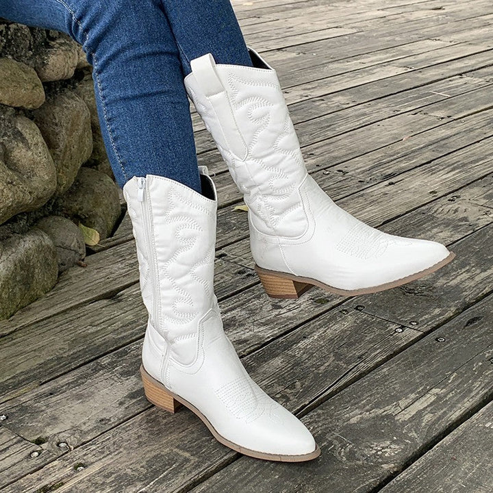 Rosea High Knee Cowboy Boots